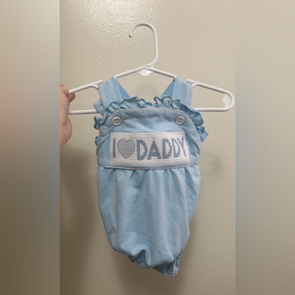 Blue Baby Romper with 'I Love Daddy' Design